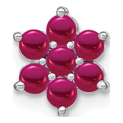 14K White Gold Ruby Floral Slide Pendant