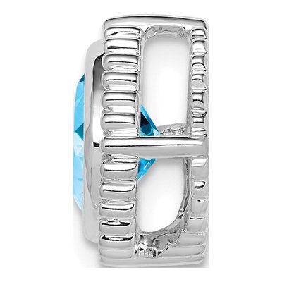 14K White Gold Swiss Blue Topaz Beaded Slide Pendant – view 2