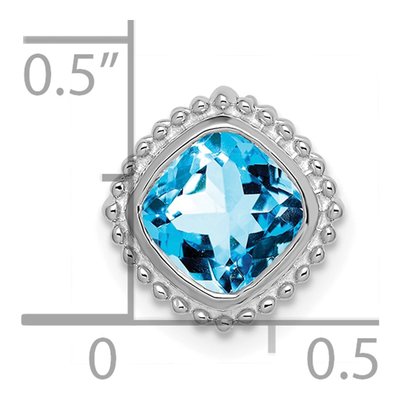 14K White Gold Swiss Blue Topaz Beaded Slide Pendant – view 3