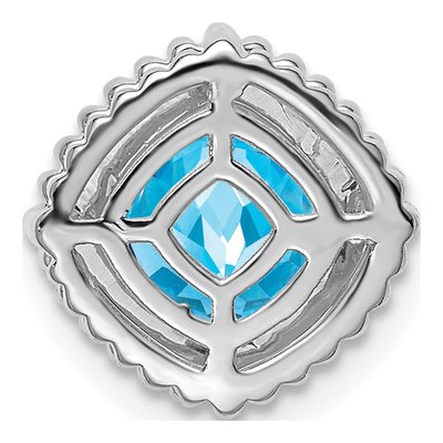 14K White Gold Swiss Blue Topaz Beaded Slide Pendant – view 4