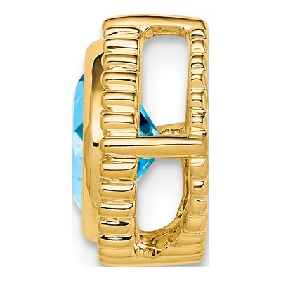 14K Yellow Gold Swiss Blue Topaz Cushion Slide Pendant – view 2