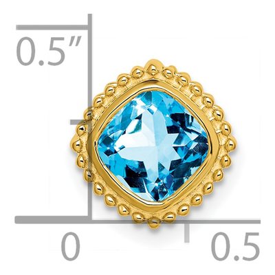 14K Yellow Gold Swiss Blue Topaz Cushion Slide Pendant – view 3