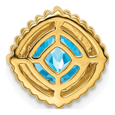 14K Yellow Gold Swiss Blue Topaz Cushion Slide Pendant – view 4
