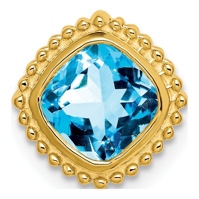 14K Yellow Gold Swiss Blue Topaz Cushion Slide Pendant