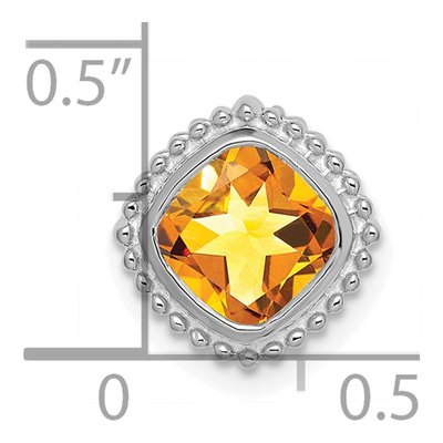 14K White Gold Citrine Cushion Slide Pendant – view 3
