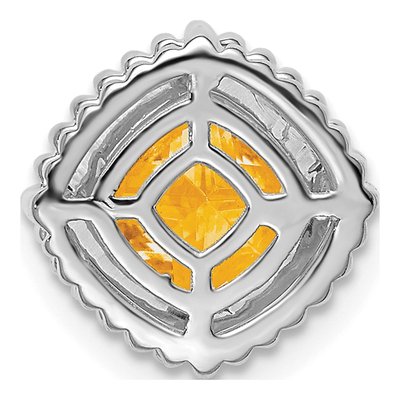 14K White Gold Citrine Cushion Slide Pendant – view 4