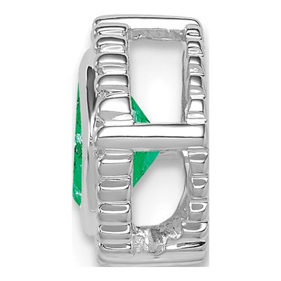 14K White Gold Emerald Cushion Beaded Slide Pendant – view 2