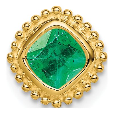 14K Yellow Gold Emerald Cushion Slide Pendant