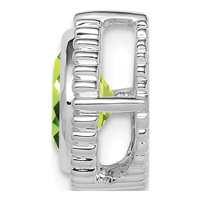 14K White Gold Peridot Cushion Beaded Slide Pendant – view 2