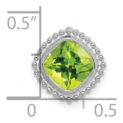 14K White Gold Peridot Cushion Beaded Slide Pendant – view 3