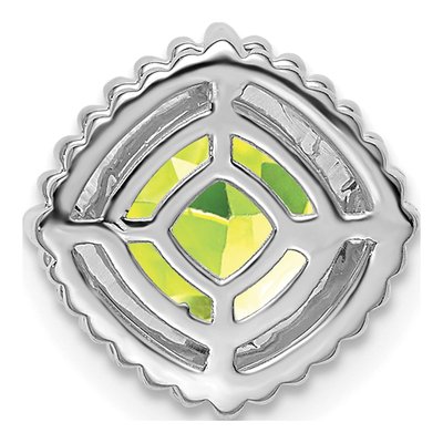 14K White Gold Peridot Cushion Beaded Slide Pendant – view 4
