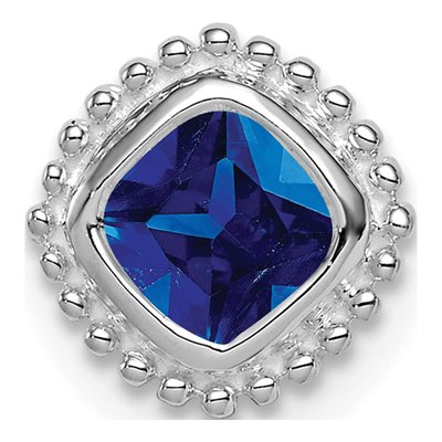 14K White Gold Sapphire Cushion Slide Pendant