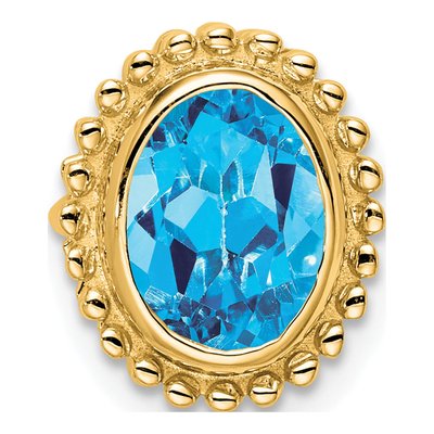 14K Yellow Gold Swiss Blue Topaz Slide Pendant