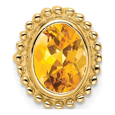 14K Yellow Gold Citrine Oval Slide Pendant