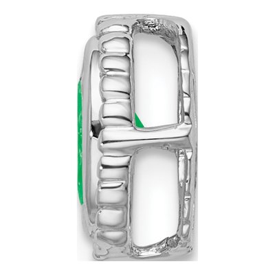 14K White Gold Emerald Beaded Slide Pendant – view 2