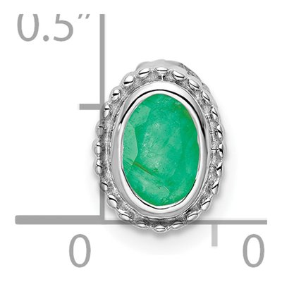 14K White Gold Emerald Beaded Slide Pendant – view 3