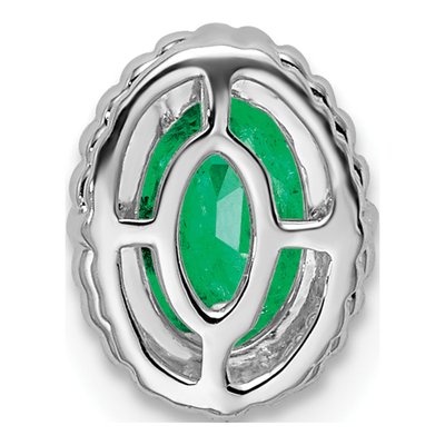 14K White Gold Emerald Beaded Slide Pendant – view 4