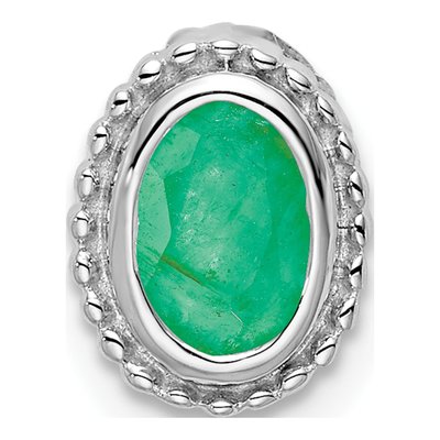 14K White Gold Emerald Beaded Slide Pendant
