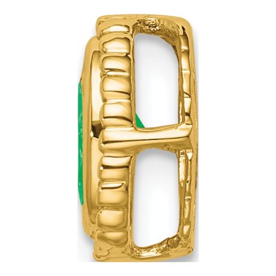 14K Yellow Gold Emerald Oval Beaded Slide Pendant – view 2