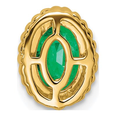 14K Yellow Gold Emerald Oval Beaded Slide Pendant – view 4