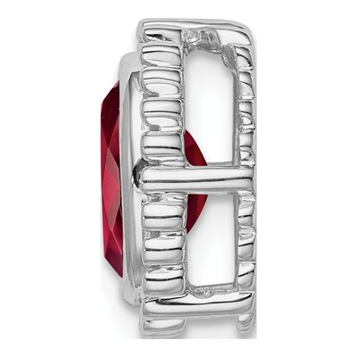 14K White Gold Garnet Oval Beaded Slide Pendant – view 2