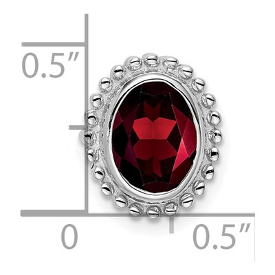 14K White Gold Garnet Oval Beaded Slide Pendant – view 3