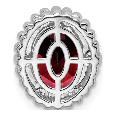 14K White Gold Garnet Oval Beaded Slide Pendant – view 4