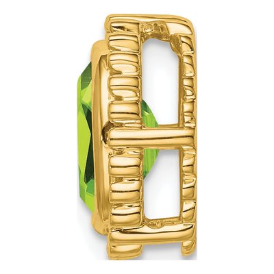14K Yellow Gold Peridot Oval Beaded Slide Pendant – view 2