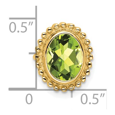 14K Yellow Gold Peridot Oval Beaded Slide Pendant – view 3