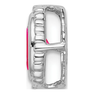 14K White Gold Ruby Natural Beaded Slide Pendant – view 2