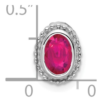 14K White Gold Ruby Natural Beaded Slide Pendant – view 3