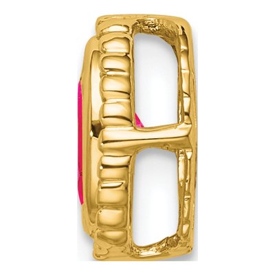 14K Yellow Gold Ruby Oval Beaded Charm – view 2