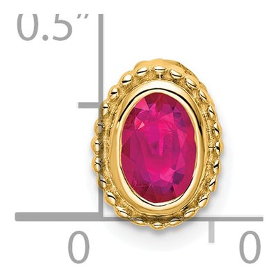 14K Yellow Gold Ruby Oval Beaded Charm – view 3
