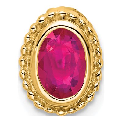 14K Yellow Gold Ruby Oval Beaded Charm