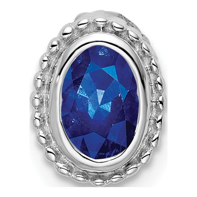 14K White Gold Sapphire Oval Slide Pendant