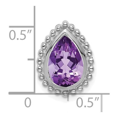 14K White Gold Amethyst Pear Slide Pendant – view 3