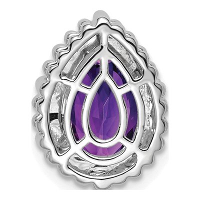 14K White Gold Amethyst Pear Slide Pendant – view 4