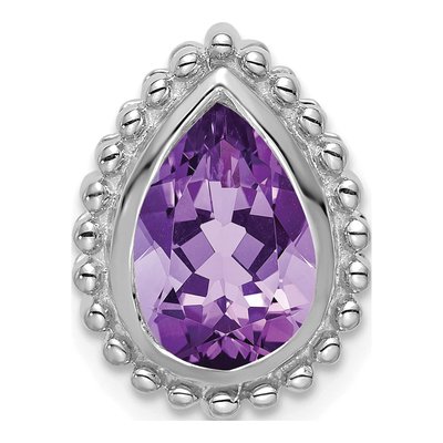 14K White Gold Amethyst Pear Slide Pendant
