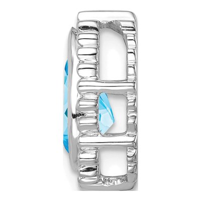 14K White Gold Swiss Blue Topaz Pear Slide Pendant – view 2
