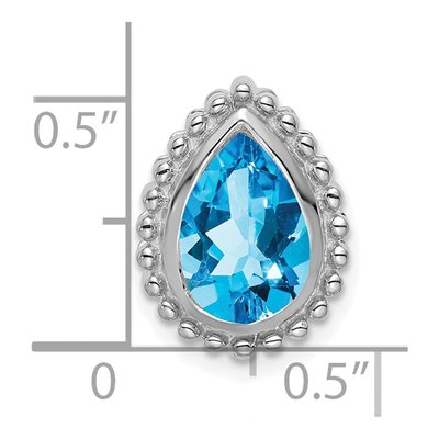 14K White Gold Swiss Blue Topaz Pear Slide Pendant – view 3