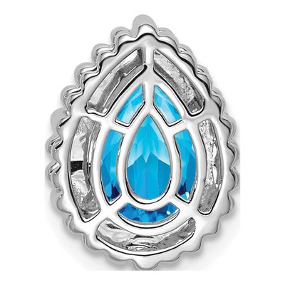 14K White Gold Swiss Blue Topaz Pear Slide Pendant – view 4