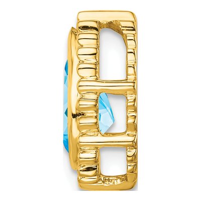 14K Yellow Gold Swiss Blue Topaz Pear Slide Pendant – view 2