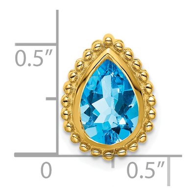 14K Yellow Gold Swiss Blue Topaz Pear Slide Pendant – view 3