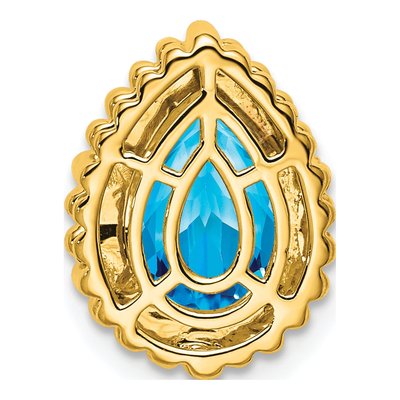 14K Yellow Gold Swiss Blue Topaz Pear Slide Pendant – view 4