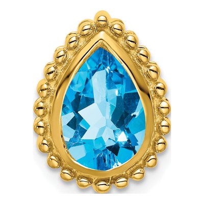 14K Yellow Gold Swiss Blue Topaz Pear Slide Pendant