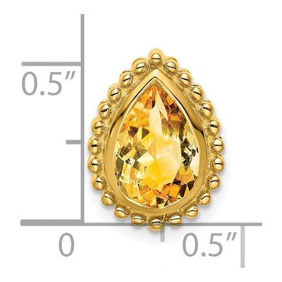 14K Yellow Gold Citrine Pear Slide Pendant – view 3