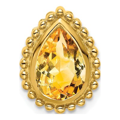 14K Yellow Gold Citrine Pear Slide Pendant