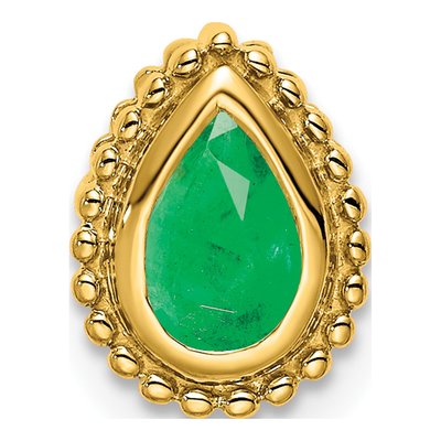 14K Yellow Gold Emerald Pear Slide Pendant