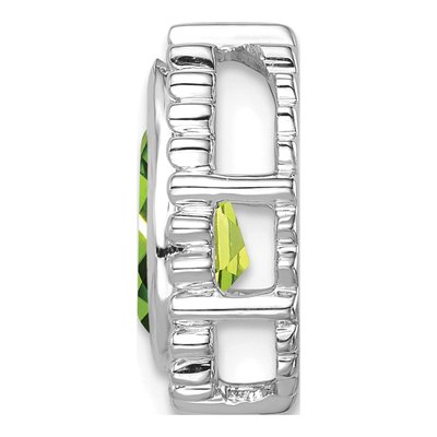 14K White Gold Peridot Pear Beaded Slide Pendant – view 2