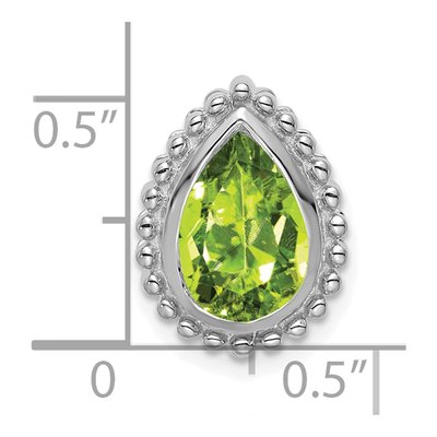 14K White Gold Peridot Pear Beaded Slide Pendant – view 3